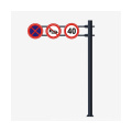 Pole d&#39;éclairage du signal de circulation de la route réfléchie